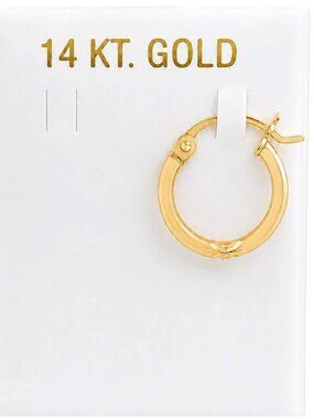 Hoop Single Earring Solid 14k Yellow Gold